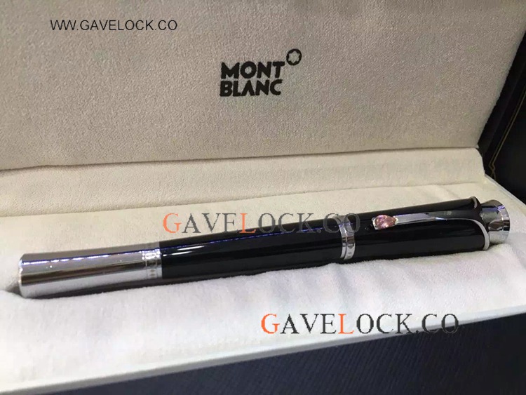 Knock Off Mont Blanc Pens Princess Monaco Black & Silver Rollerball Pen